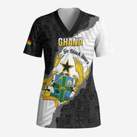 Custom Ghana Football Scrub Top 2026 Go Black Stars Black Adinkra Pattern - Wonder Print Shop