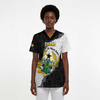 Custom Ghana Football Scrub Top 2026 Go Black Stars Black Adinkra Pattern - Wonder Print Shop