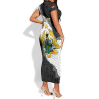 Custom Ghana Football Short Sleeve Bodycon Dress 2026 Go Black Stars Black Adinkra Pattern LT14