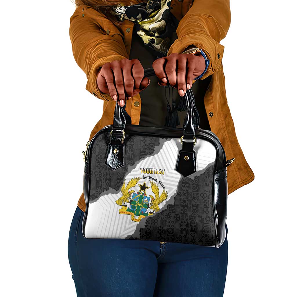 Custom Ghana Football Shoulder Handbag 2026 Go Black Stars Black Adinkra Pattern - Wonder Print Shop