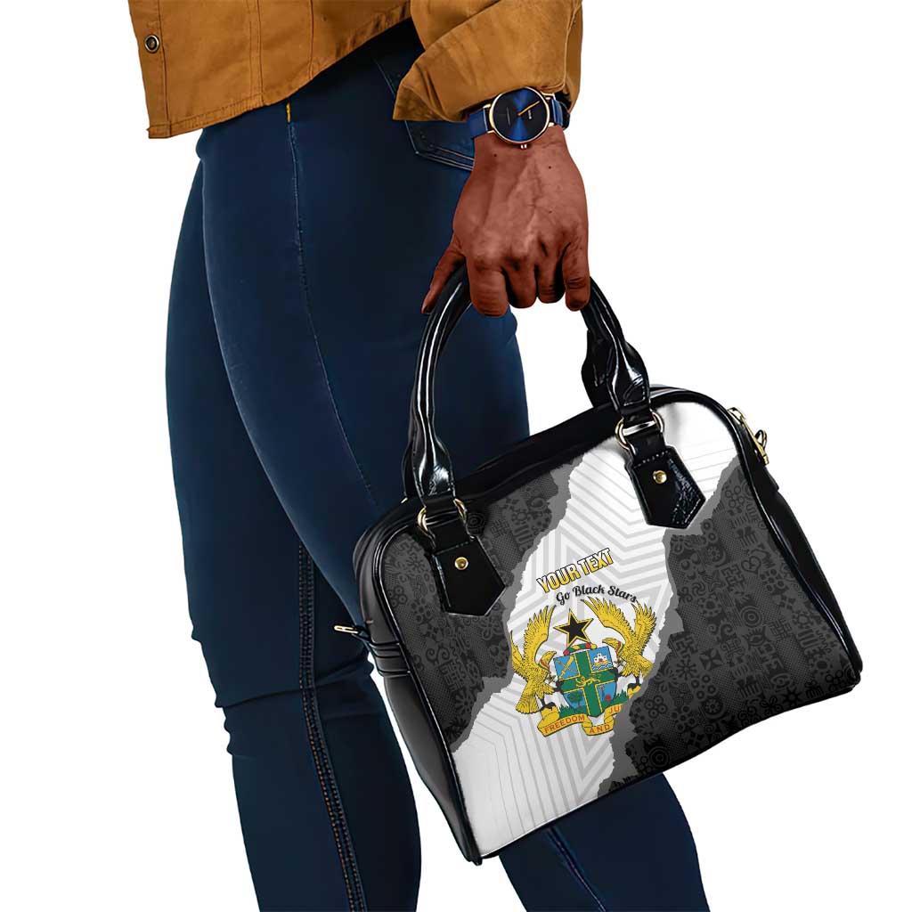 Custom Ghana Football Shoulder Handbag 2026 Go Black Stars Black Adinkra Pattern - Wonder Print Shop