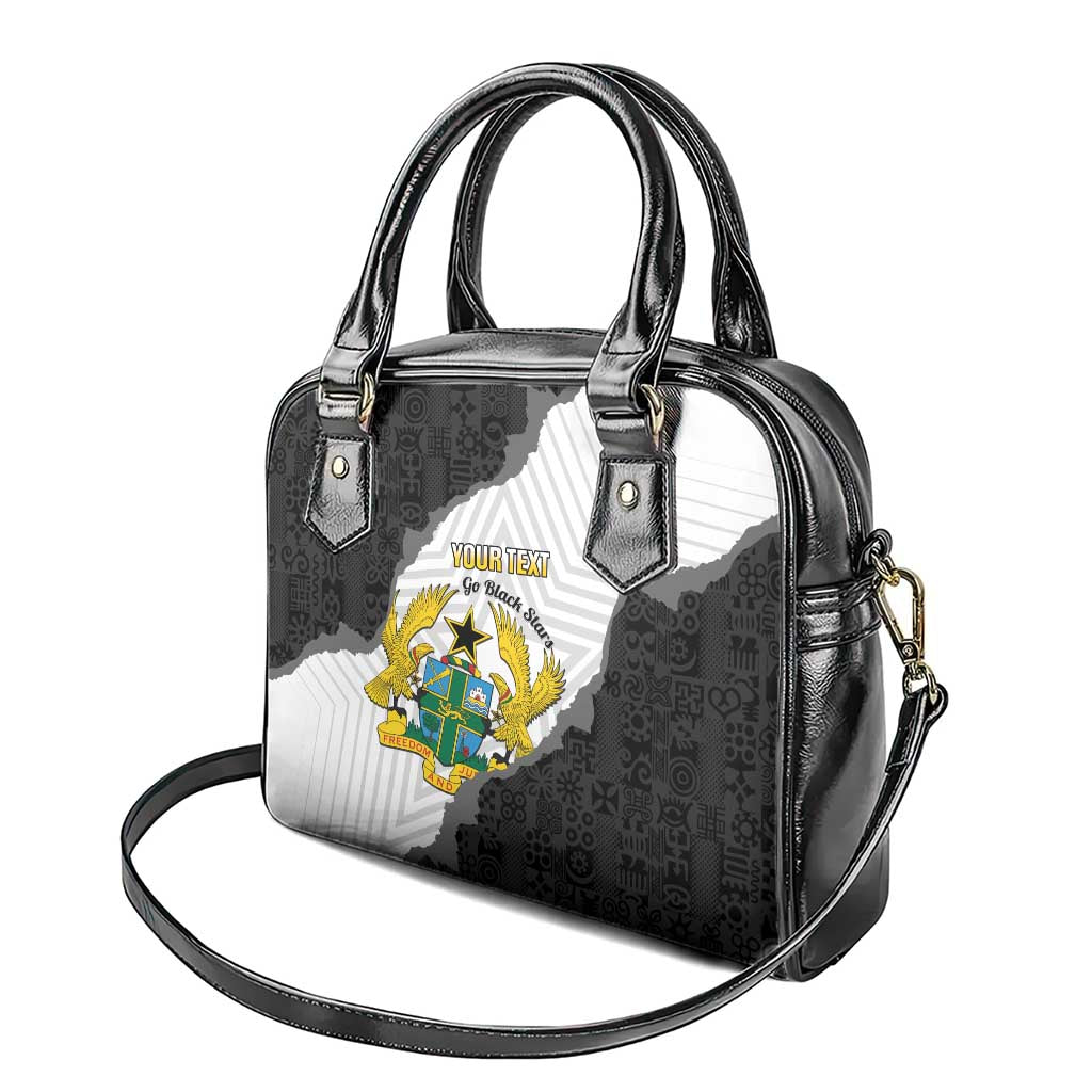 Custom Ghana Football Shoulder Handbag 2026 Go Black Stars Black Adinkra Pattern - Wonder Print Shop