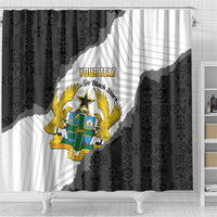 Custom Ghana Football Shower Curtain 2026 Go Black Stars Black Adinkra Pattern - Wonder Print Shop