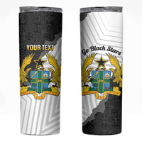 Custom Ghana Football Skinny Tumbler 2026 Go Black Stars Black Adinkra Pattern - Wonder Print Shop