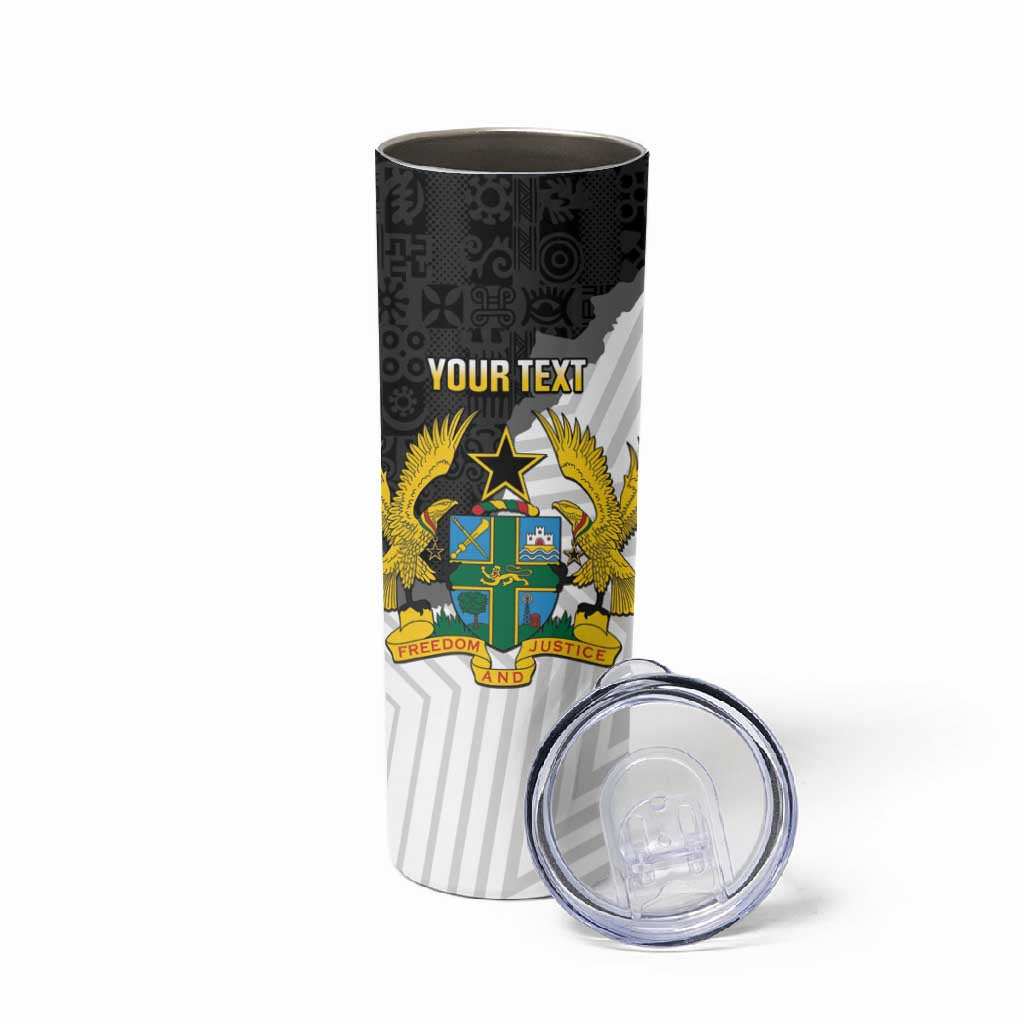 Custom Ghana Football Skinny Tumbler 2026 Go Black Stars Black Adinkra Pattern - Wonder Print Shop