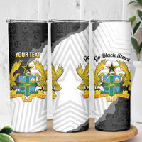 Custom Ghana Football Skinny Tumbler 2026 Go Black Stars Black Adinkra Pattern - Wonder Print Shop