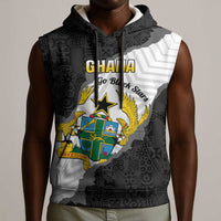 Custom Ghana Football Sleeveless Hoodie 2026 Go Black Stars Black Adinkra Pattern - Wonder Print Shop