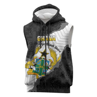 Custom Ghana Football Sleeveless Zip Hoodie 2026 Go Black Stars Black Adinkra Pattern - Wonder Print Shop