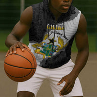 Custom Ghana Football Sleeveless Zip Hoodie 2026 Go Black Stars Black Adinkra Pattern - Wonder Print Shop