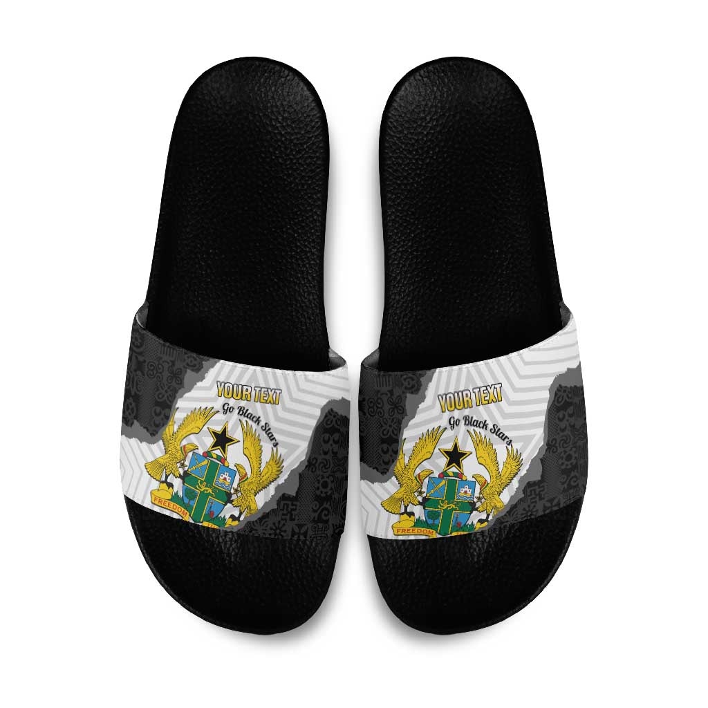 Custom Ghana Football Slide Sandals 2026 Go Black Stars Black Adinkra Pattern - Wonder Print Shop