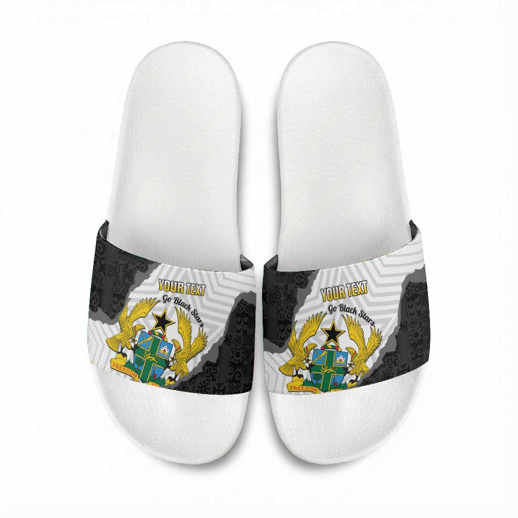 Custom Ghana Football Slide Sandals 2026 Go Black Stars Black Adinkra Pattern - Wonder Print Shop