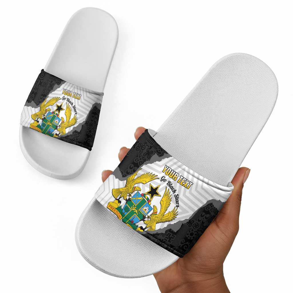 Custom Ghana Football Slide Sandals 2026 Go Black Stars Black Adinkra Pattern - Wonder Print Shop