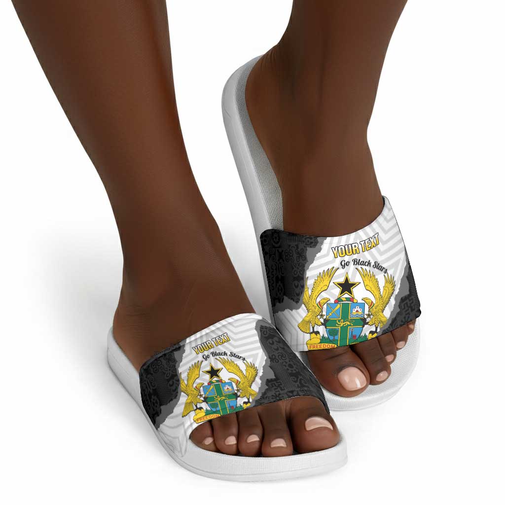 Custom Ghana Football Slide Sandals 2026 Go Black Stars Black Adinkra Pattern - Wonder Print Shop