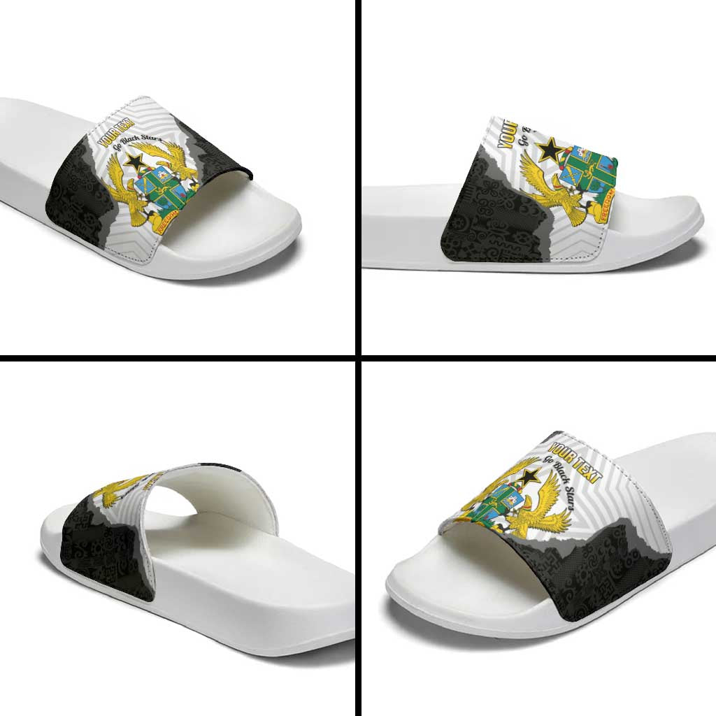 Custom Ghana Football Slide Sandals 2026 Go Black Stars Black Adinkra Pattern - Wonder Print Shop