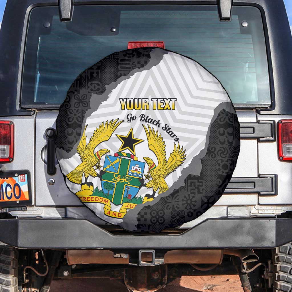 Custom Ghana Football Spare Tire Cover 2026 Go Black Stars Black Adinkra Pattern - Wonder Print Shop