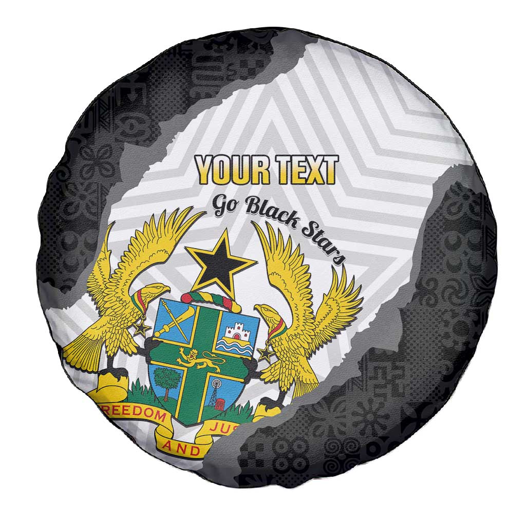 Custom Ghana Football Spare Tire Cover 2026 Go Black Stars Black Adinkra Pattern - Wonder Print Shop