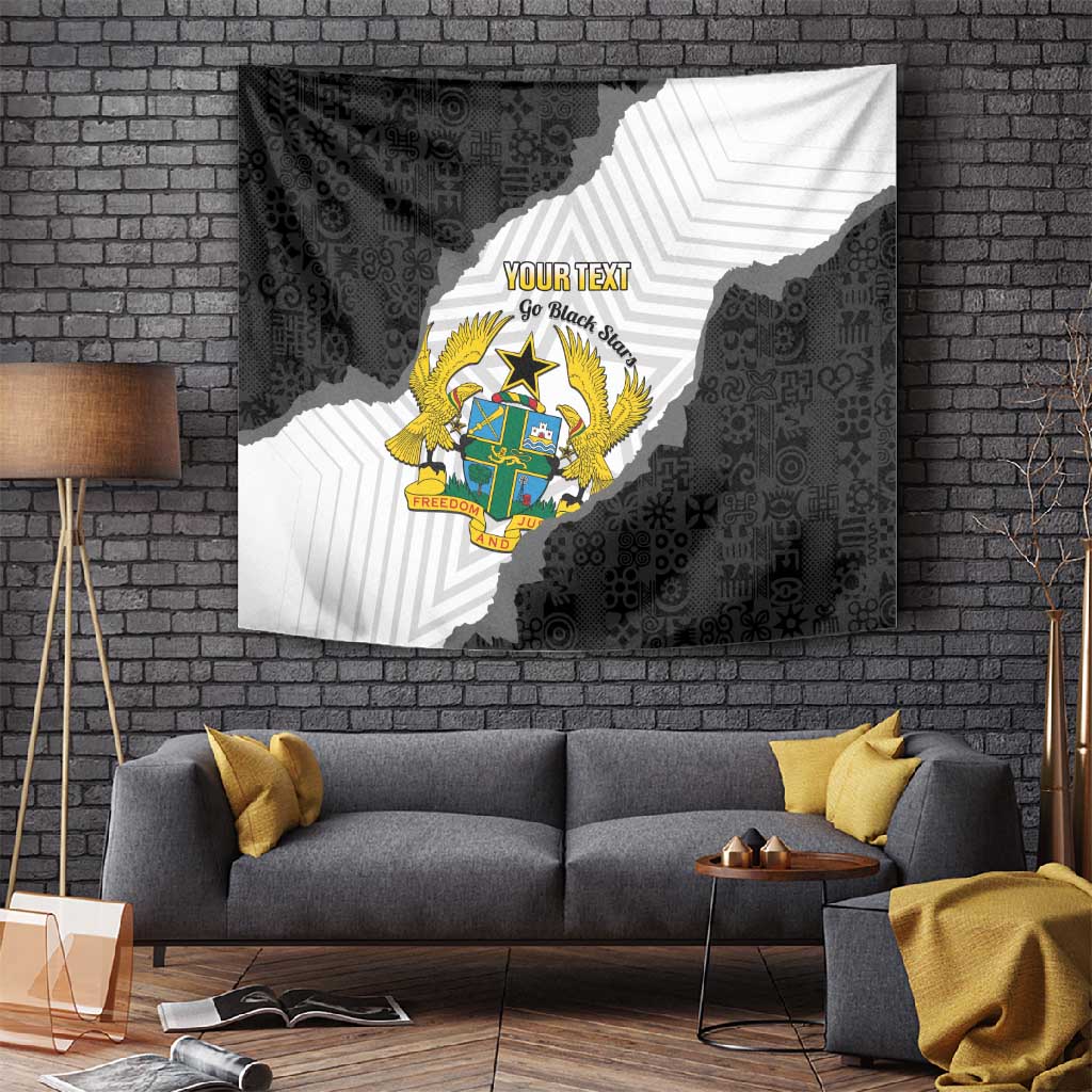 Custom Ghana Football Tapestry 2026 Go Black Stars Black Adinkra Pattern - Wonder Print Shop