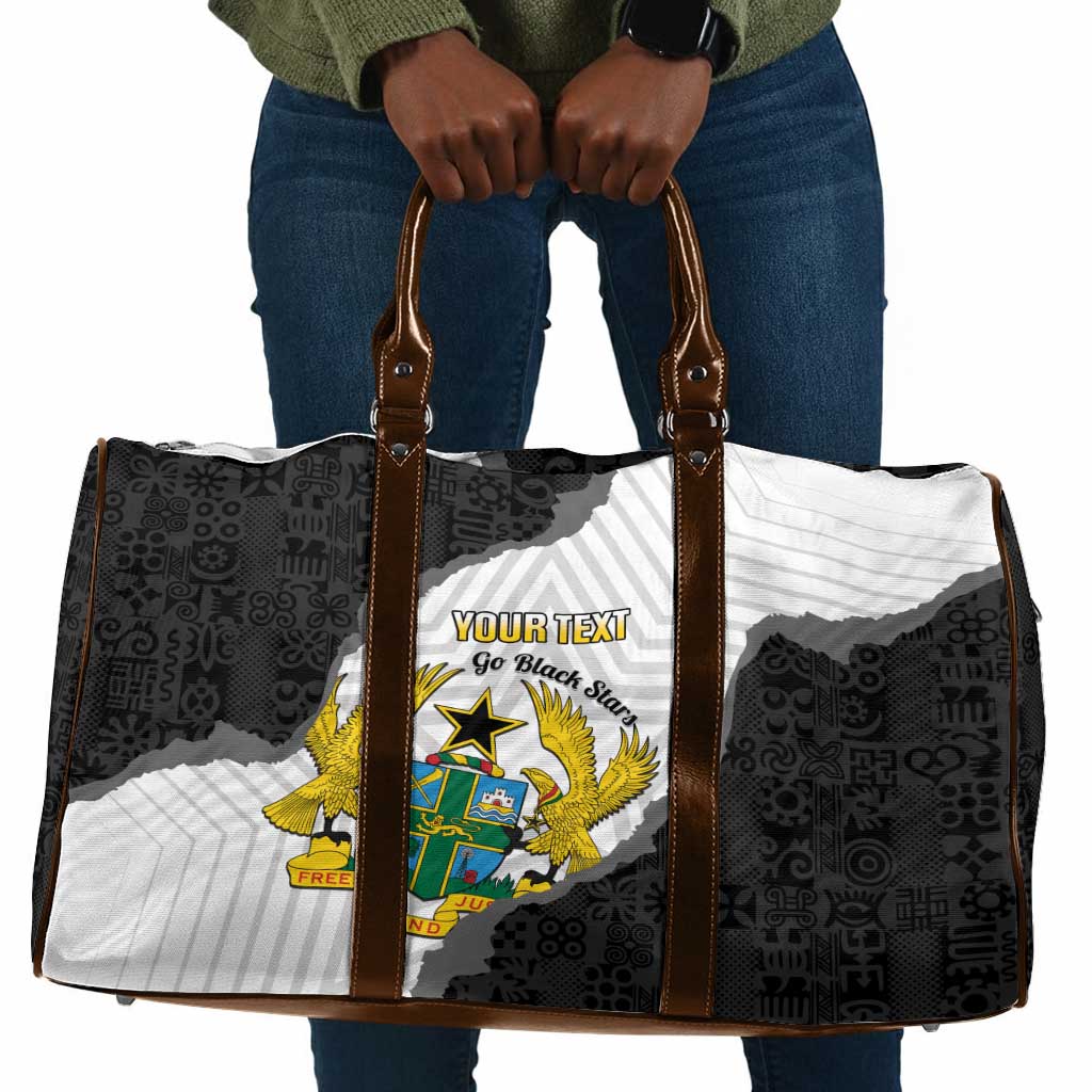 Custom Ghana Football Travel Bag 2026 Go Black Stars Black Adinkra Pattern - Wonder Print Shop