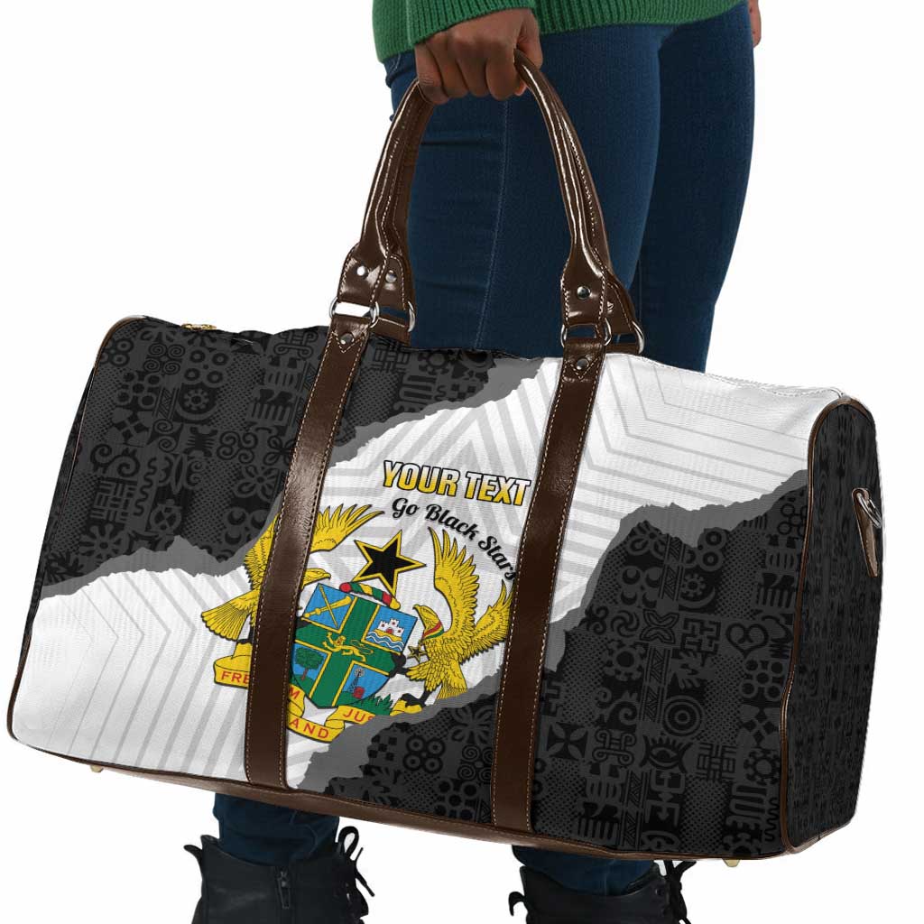 Custom Ghana Football Travel Bag 2026 Go Black Stars Black Adinkra Pattern - Wonder Print Shop