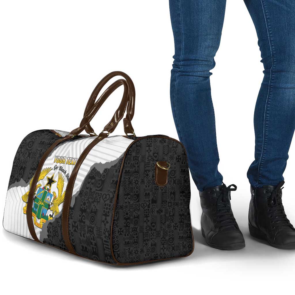 Custom Ghana Football Travel Bag 2026 Go Black Stars Black Adinkra Pattern - Wonder Print Shop