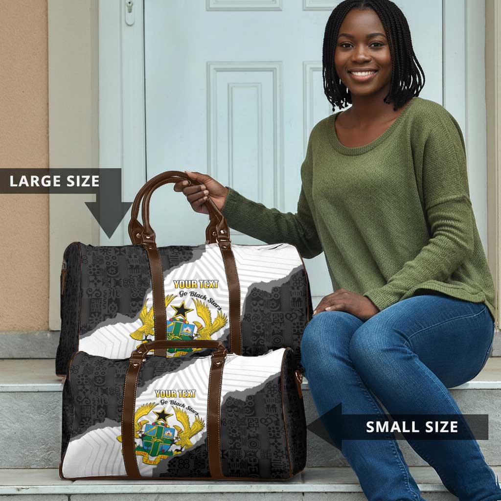 Custom Ghana Football Travel Bag 2026 Go Black Stars Black Adinkra Pattern - Wonder Print Shop