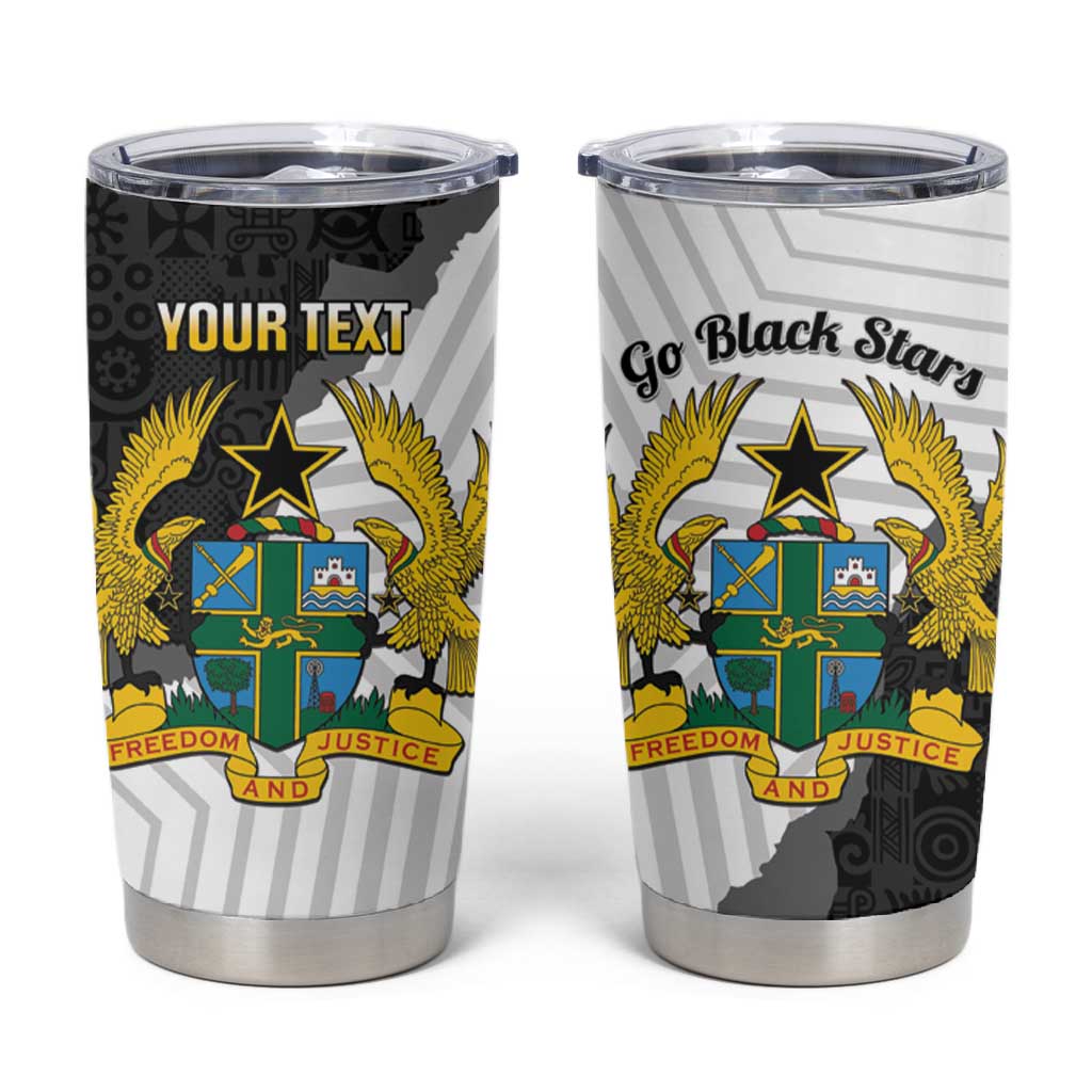 Custom Ghana Football Tumbler Cup 2026 Go Black Stars Black Adinkra Pattern - Wonder Print Shop
