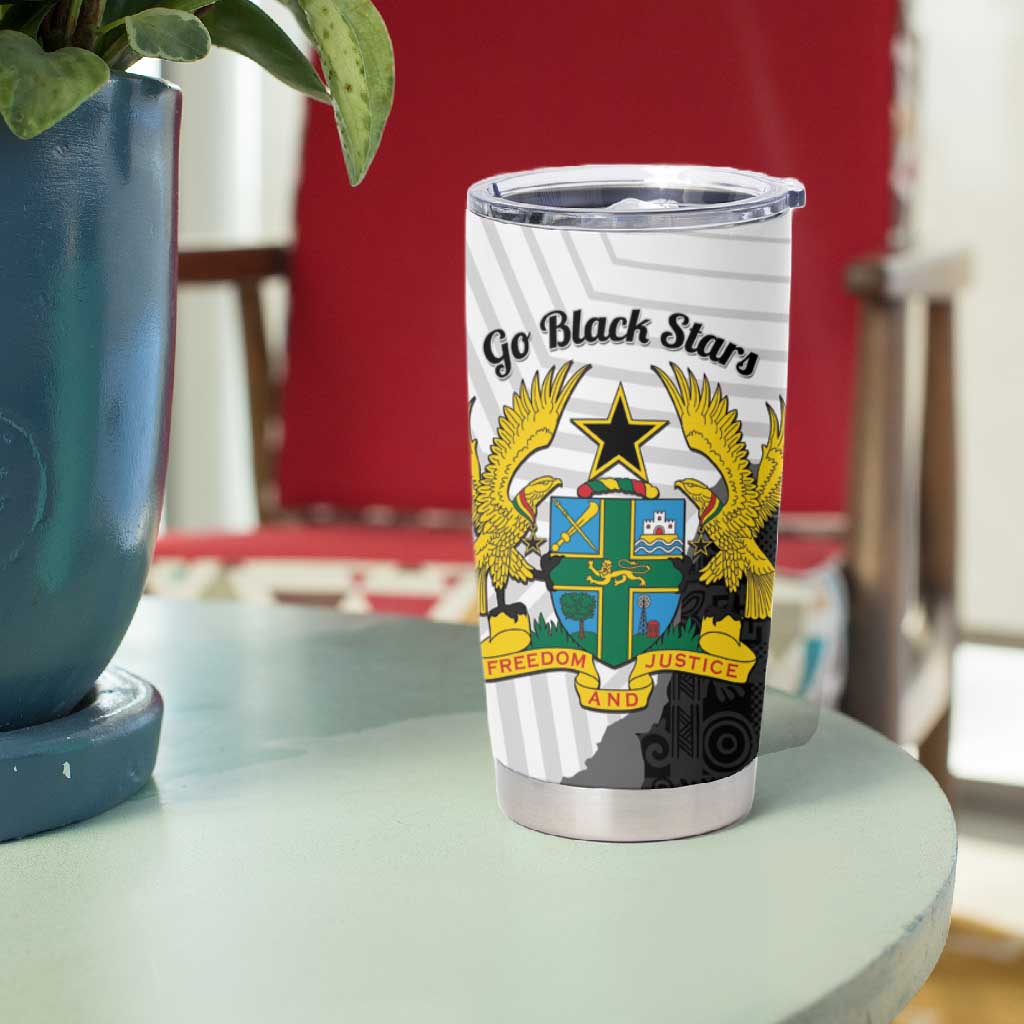 Custom Ghana Football Tumbler Cup 2026 Go Black Stars Black Adinkra Pattern - Wonder Print Shop