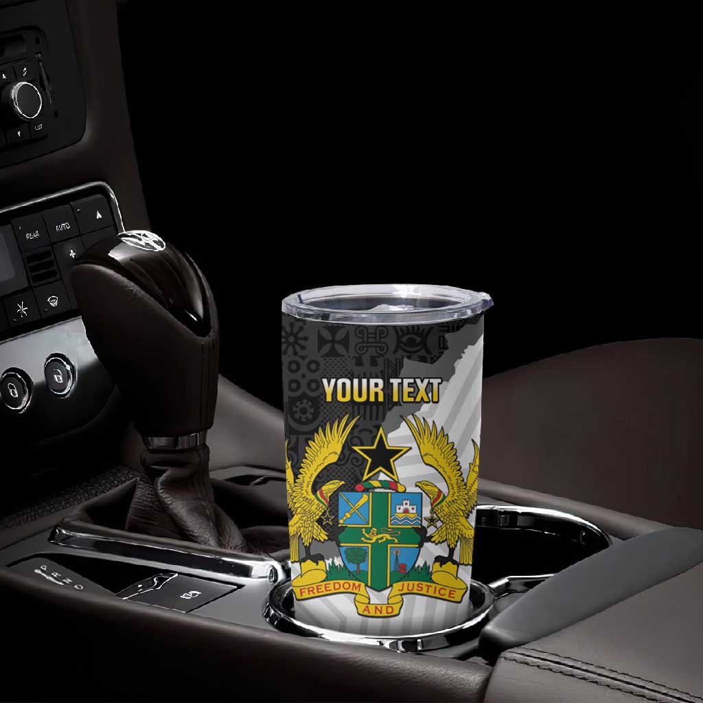 Custom Ghana Football Tumbler Cup 2026 Go Black Stars Black Adinkra Pattern - Wonder Print Shop