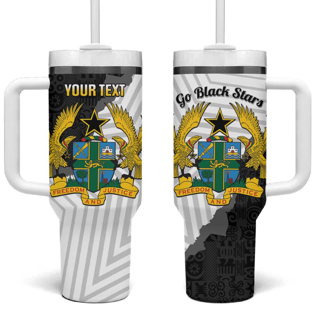 Custom Ghana Football Tumbler With Handle 2026 Go Black Stars Black Adinkra Pattern - Wonder Print Shop