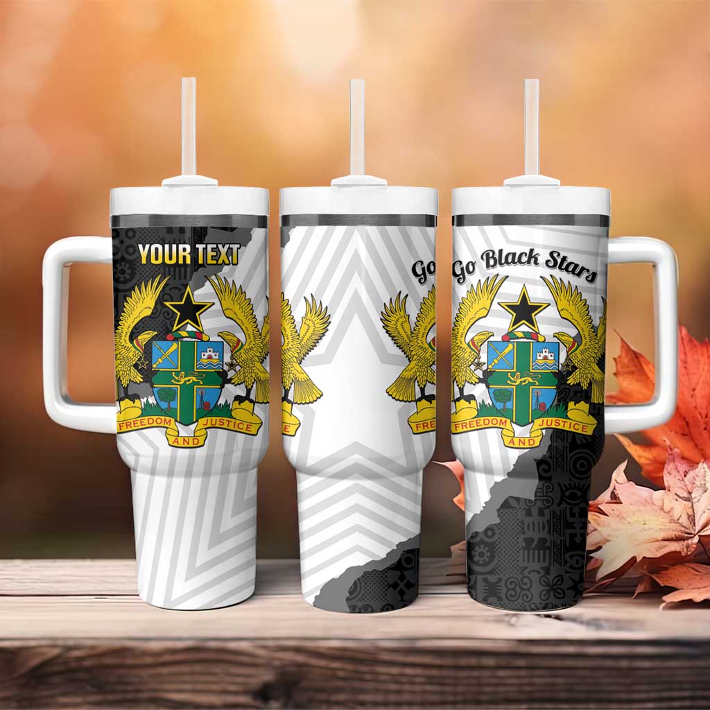 Custom Ghana Football Tumbler With Handle 2026 Go Black Stars Black Adinkra Pattern - Wonder Print Shop