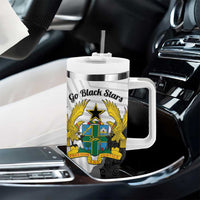 Custom Ghana Football Tumbler With Handle 2026 Go Black Stars Black Adinkra Pattern - Wonder Print Shop