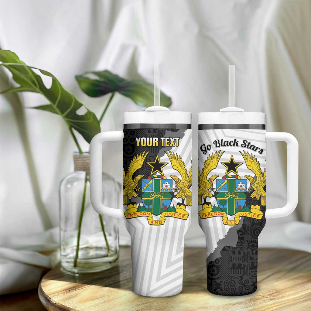 Custom Ghana Football Tumbler With Handle 2026 Go Black Stars Black Adinkra Pattern - Wonder Print Shop