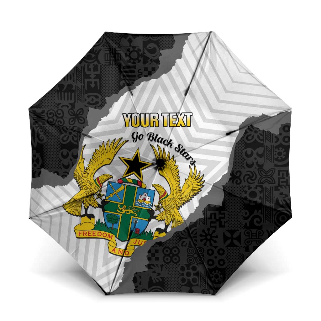 Custom Ghana Football Umbrella 2026 Go Black Stars Black Adinkra Pattern - Wonder Print Shop