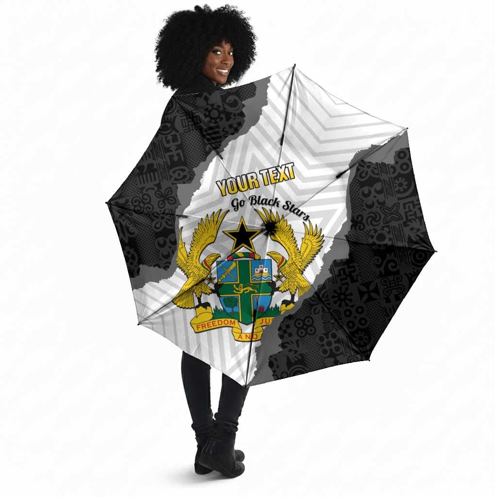 Custom Ghana Football Umbrella 2026 Go Black Stars Black Adinkra Pattern - Wonder Print Shop