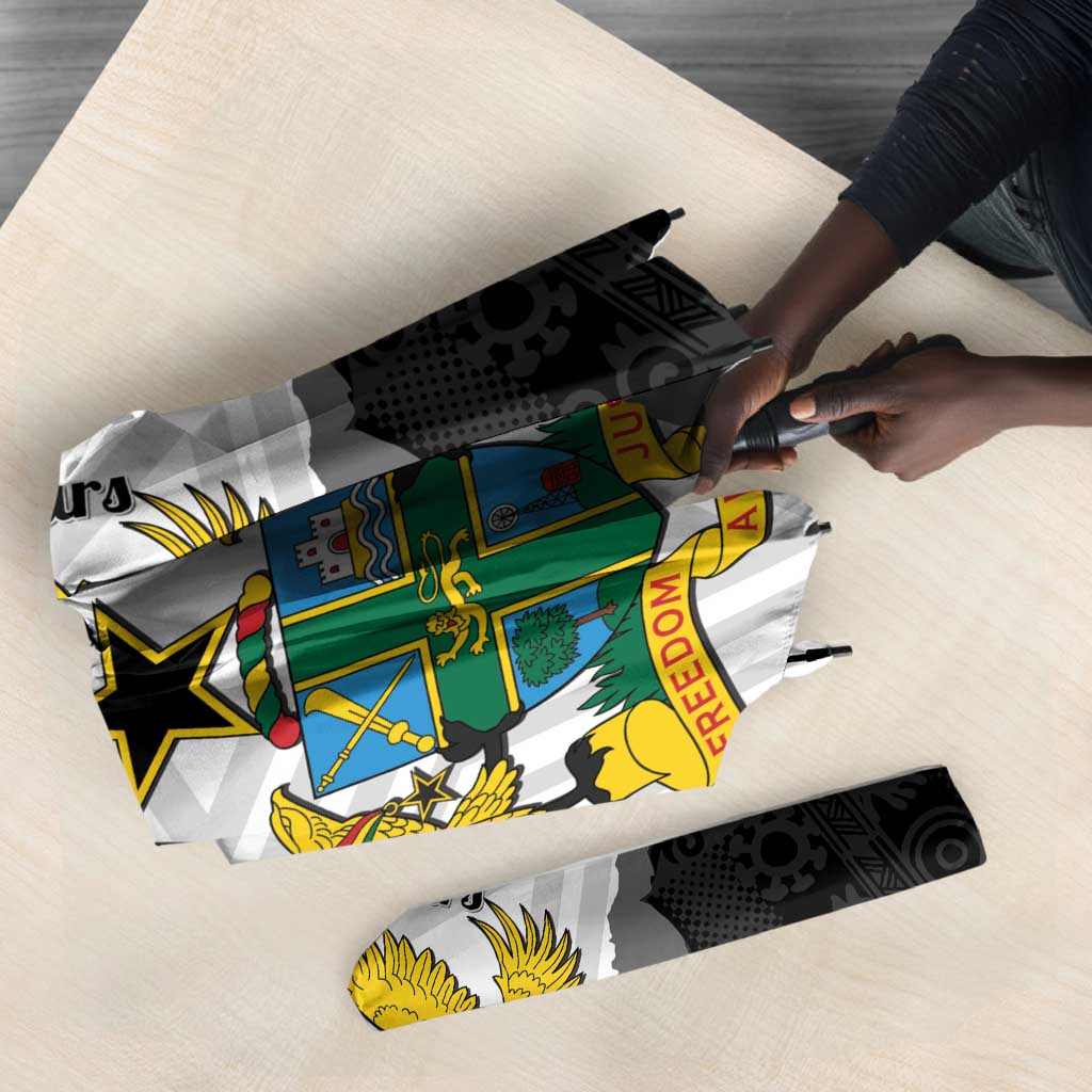 Custom Ghana Football Umbrella 2026 Go Black Stars Black Adinkra Pattern - Wonder Print Shop