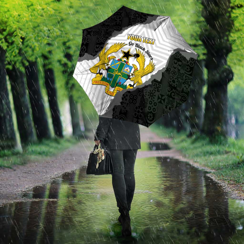 Custom Ghana Football Umbrella 2026 Go Black Stars Black Adinkra Pattern - Wonder Print Shop