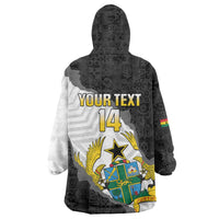 Custom Ghana Football Wearable Blanket Hoodie 2026 Go Black Stars Black Adinkra Pattern - Wonder Print Shop