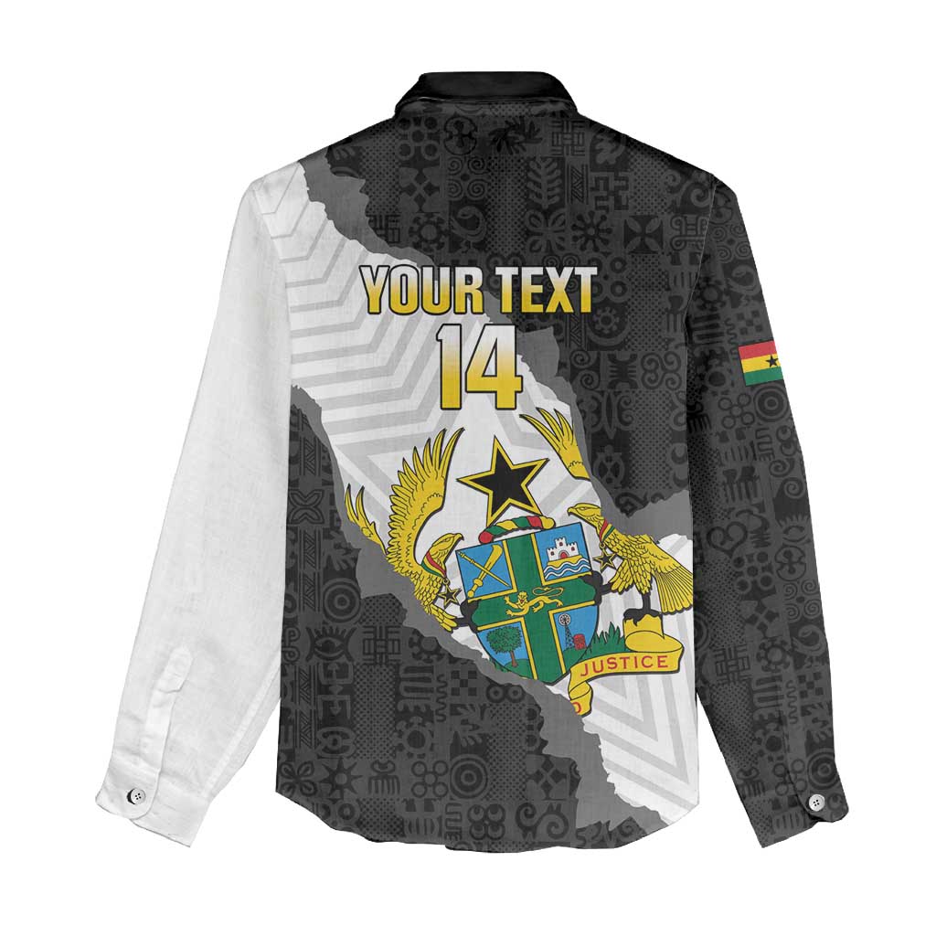 Custom Ghana Football Women Casual Shirt 2026 Go Black Stars Black Adinkra Pattern - Wonder Print Shop
