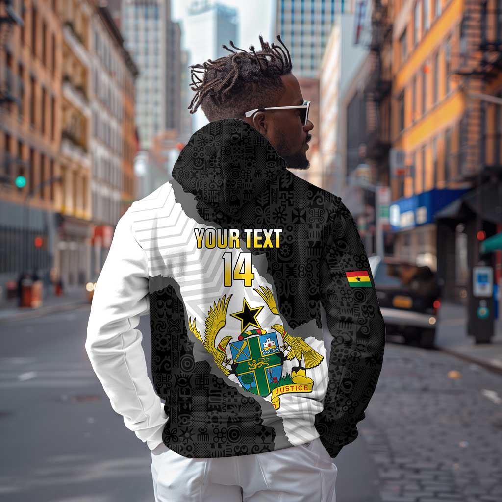 Custom Ghana Football Zip Hoodie 2026 Go Black Stars Black Adinkra Pattern - Wonder Print Shop