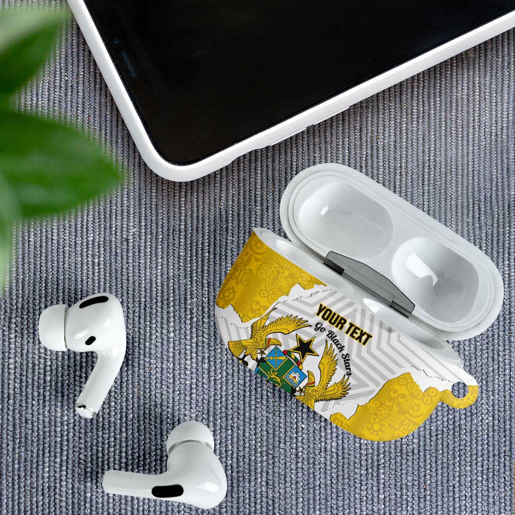 Custom Ghana Football AirPods Case 2026 Go Black Stars Yellow Adinkra Pattern - Wonder Print Shop