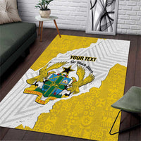 Custom Ghana Football Area Rug 2026 Go Black Stars Yellow Adinkra Pattern - Wonder Print Shop