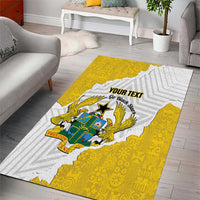 Custom Ghana Football Area Rug 2026 Go Black Stars Yellow Adinkra Pattern - Wonder Print Shop