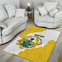 Custom Ghana Football Area Rug 2026 Go Black Stars Yellow Adinkra Pattern - Wonder Print Shop