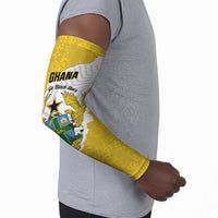 Custom Ghana Football Arm Sleeves 2026 Go Black Stars Yellow Adinkra Pattern - Wonder Print Shop