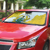 Custom Ghana Football Auto Sun Shade 2026 Go Black Stars Yellow Adinkra Pattern - Wonder Print Shop