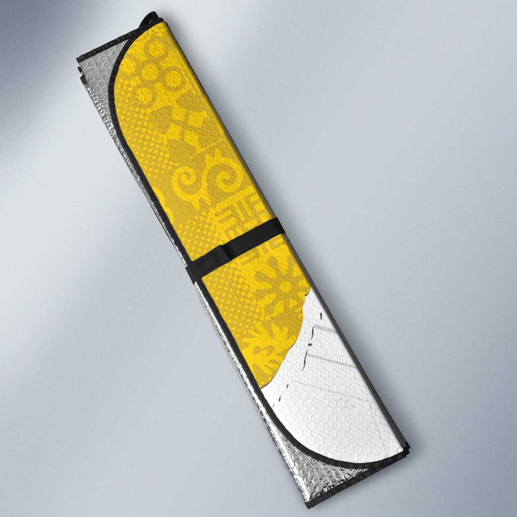Custom Ghana Football Auto Sun Shade 2026 Go Black Stars Yellow Adinkra Pattern - Wonder Print Shop