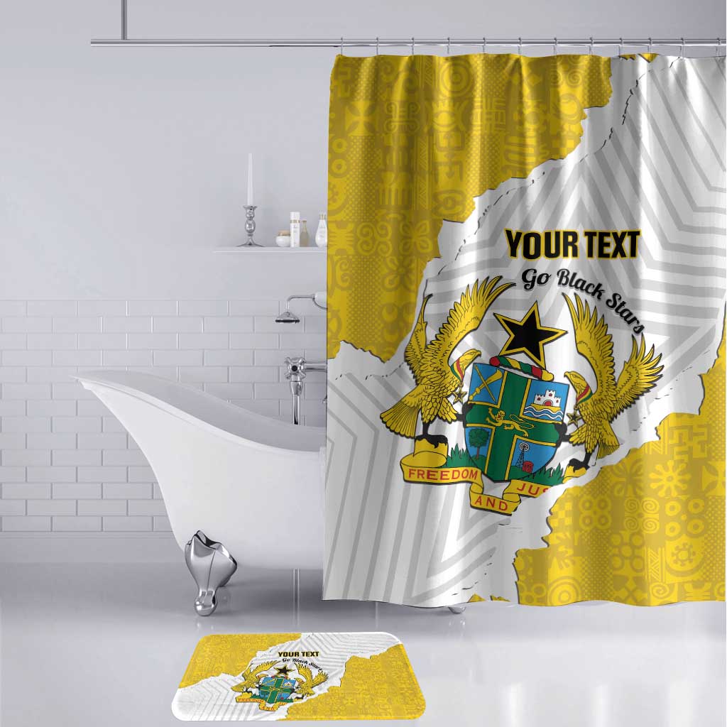 Custom Ghana Football Bathroom Set 2026 Go Black Stars Yellow Adinkra Pattern - Wonder Print Shop