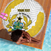 Custom Ghana Football Beach Blanket 2026 Go Black Stars Yellow Adinkra Pattern - Wonder Print Shop