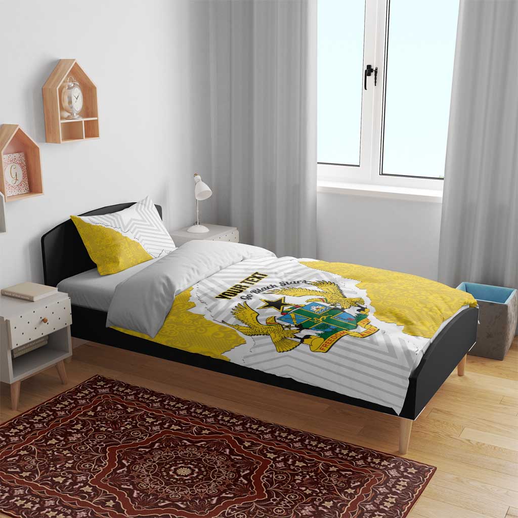 Custom Ghana Football Bedding Set 2026 Go Black Stars Yellow Adinkra Pattern - Wonder Print Shop
