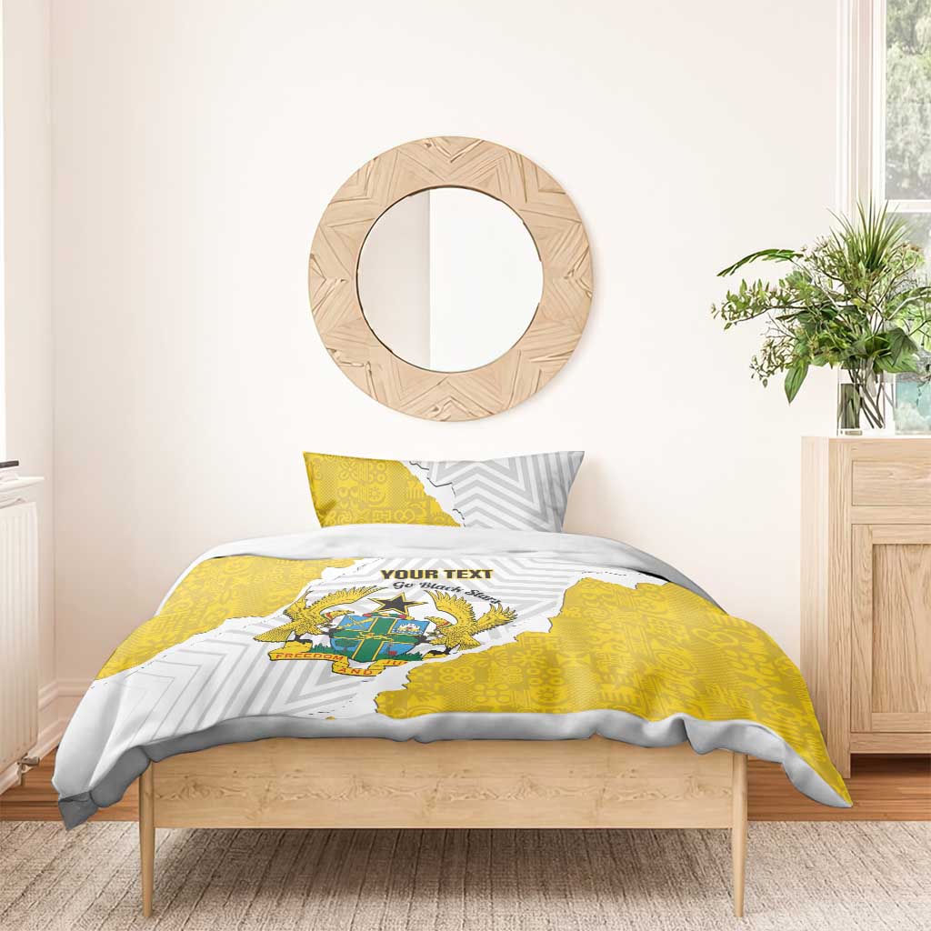 Custom Ghana Football Bedding Set 2026 Go Black Stars Yellow Adinkra Pattern - Wonder Print Shop